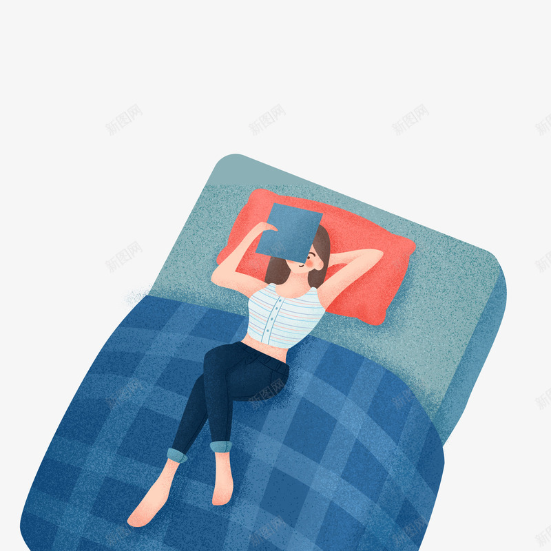 卡通手绘睡觉的女孩png免抠素材_新图网 https://ixintu.com 创意 动漫动画 卡通手绘 床铺 熟睡少女 睡觉的女孩 简约