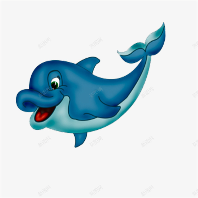 海豚png免抠素材_新图网 https://ixintu.com 卡通海豚 蓝色海生物