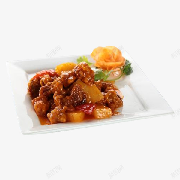 方形盘子里的炒菜排骨png免抠素材_新图网 https://ixintu.com 中华美食 各种方盘子 排骨 盘子 美食 食物 餐厅 饭店 香辣排骨