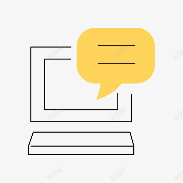简笔电脑和对话框png免抠素材_新图网 https://ixintu.com 对话框 手绘 电脑 长方形