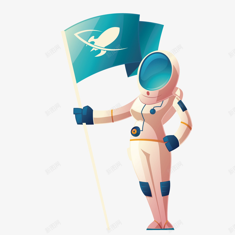 宇航旗帜矢量图ai免抠素材_新图网 https://ixintu.com PNG免抠图下载 卡通 外太空 旗帜 航天事业 装饰 矢量图