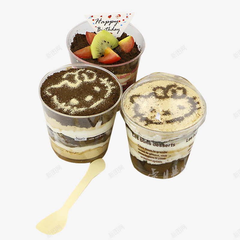 不同图案木糠杯png免抠素材_新图网 https://ixintu.com 卡通图案 可爱甜品 木糠杯 甜品小吃