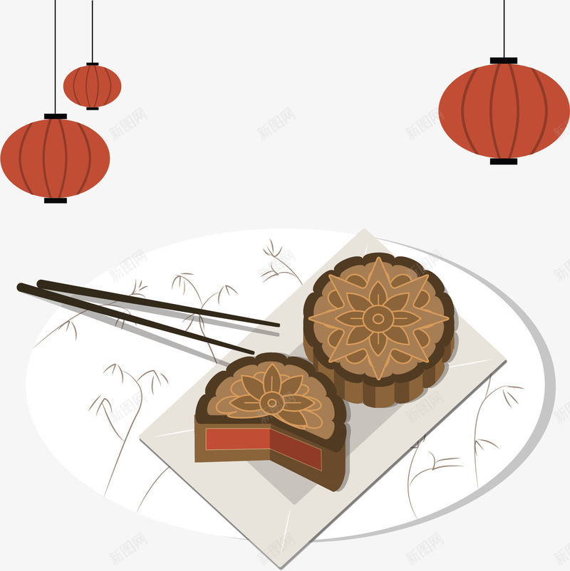 中秋季盘子里的月饼矢量图ai免抠素材_新图网 https://ixintu.com 中秋 中秋月饼 中秋节 月饼 盘子里的月饼 矢量png 矢量图