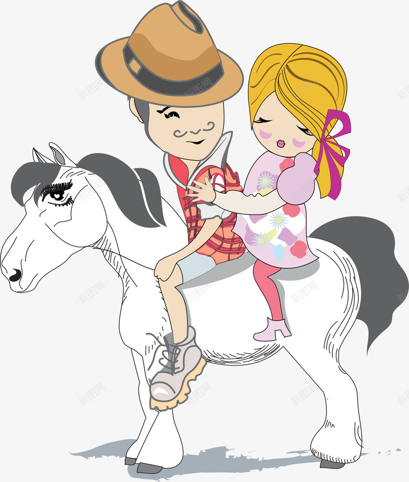 骑着白色马匹的情侣png免抠素材_新图网 https://ixintu.com 害羞 帅气男人 幸福情侣 白色马匹 美丽女人 骑着马的情侣