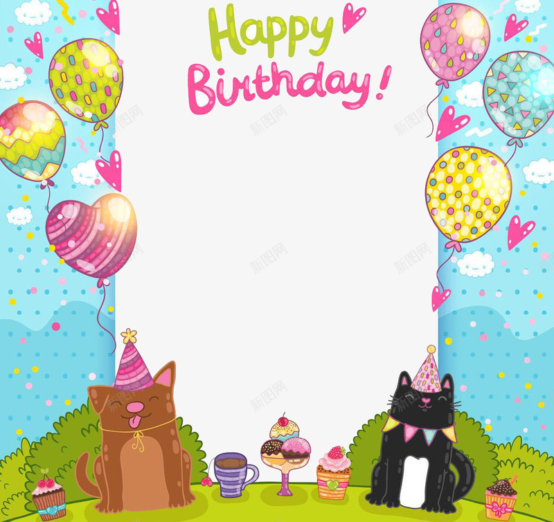 生日祝福png免抠素材_新图网 https://ixintu.com 卡通 生日 绿色 蓝色