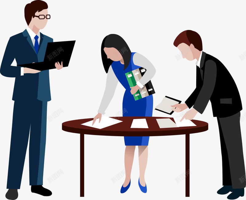 卡通人物矢量图ai免抠素材_新图网 https://ixintu.com PPT 人物 会议 会议室场景 会议室插画 商业 插画 矢量图 研究 讨论