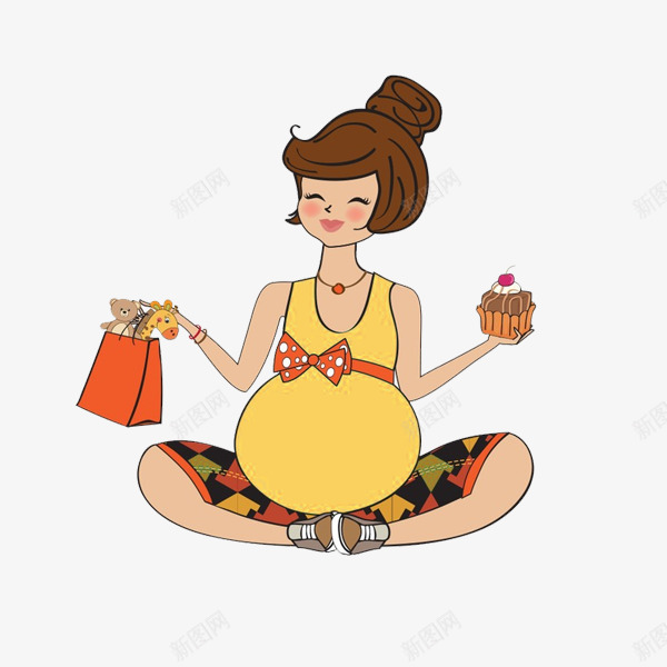 卡通孕妇png免抠素材_新图网 https://ixintu.com 卡通 可爱 孕妇 幸福
