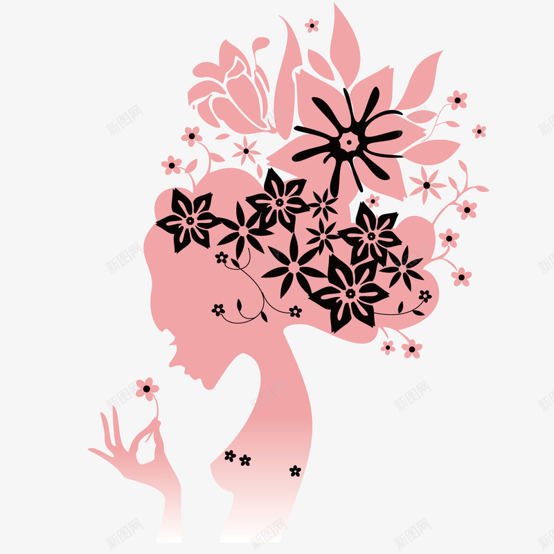 创意鲜花女人矢量图ai免抠素材_新图网 https://ixintu.com 个性 创意 创新 卡通 文艺 艺术 鲜花女人 矢量图