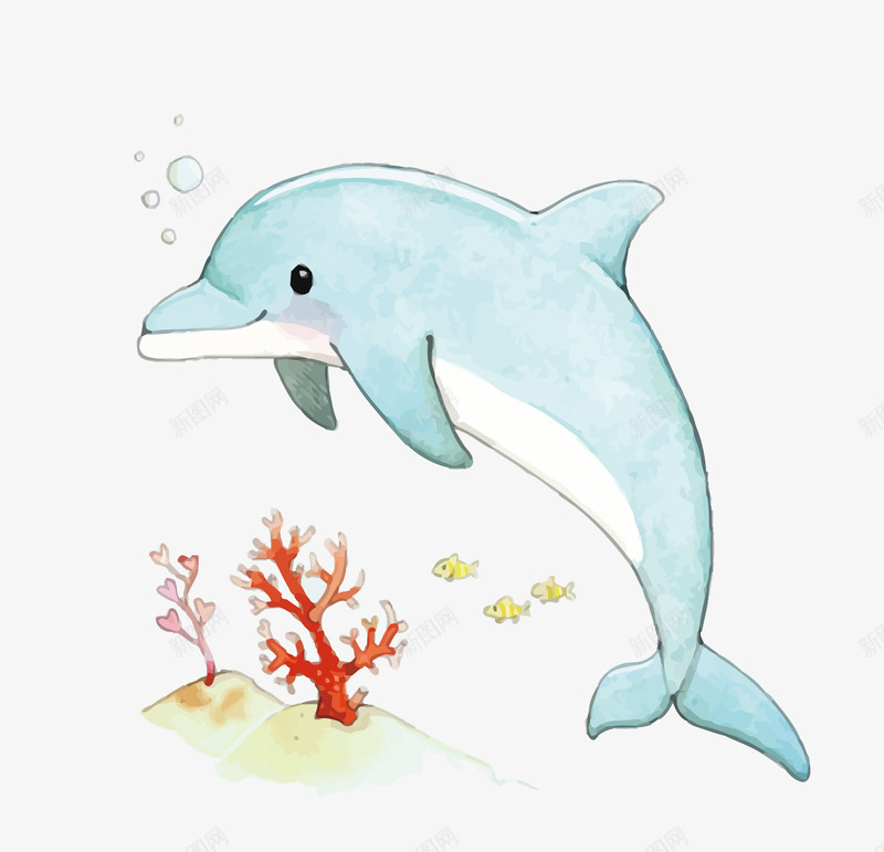 海豚矢量图eps免抠素材_新图网 https://ixintu.com PNG图片 PNG图片素材 PNG素材 PNG素材免费下载 手绘 海豚 珊瑚 矢量图