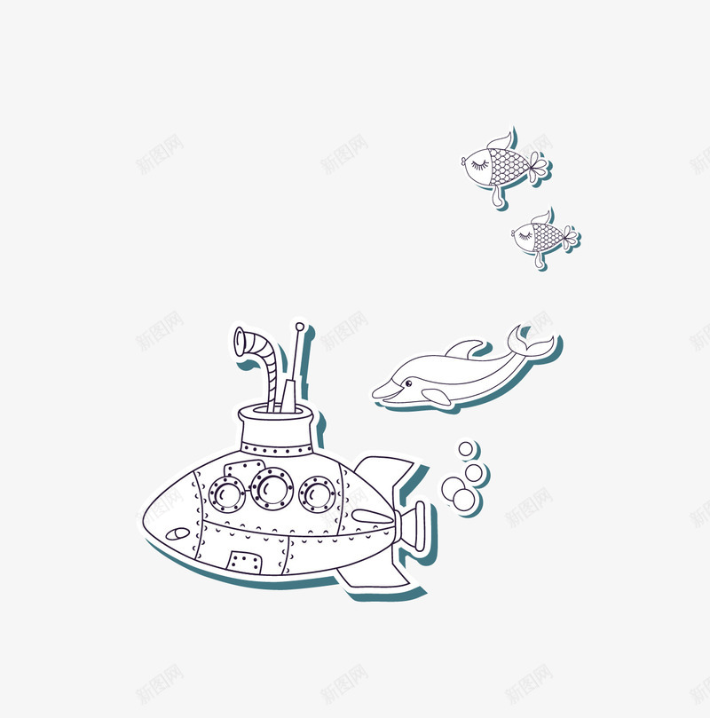 失量卡通船矢量图eps免抠素材_新图网 https://ixintu.com 小鱼 水生物 海豚 矢量卡通船 矢量图