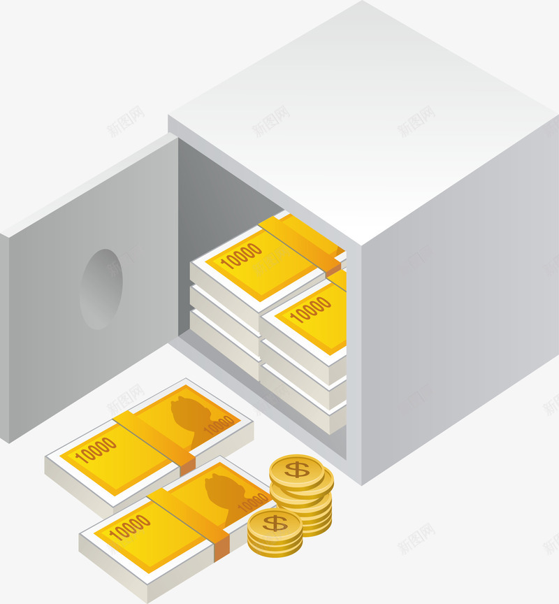 保险箱和金钱金币矢量图ai免抠素材_新图网 https://ixintu.com 保险箱 矢量图 诚信为本 诚信商家 财富 金币 金钱