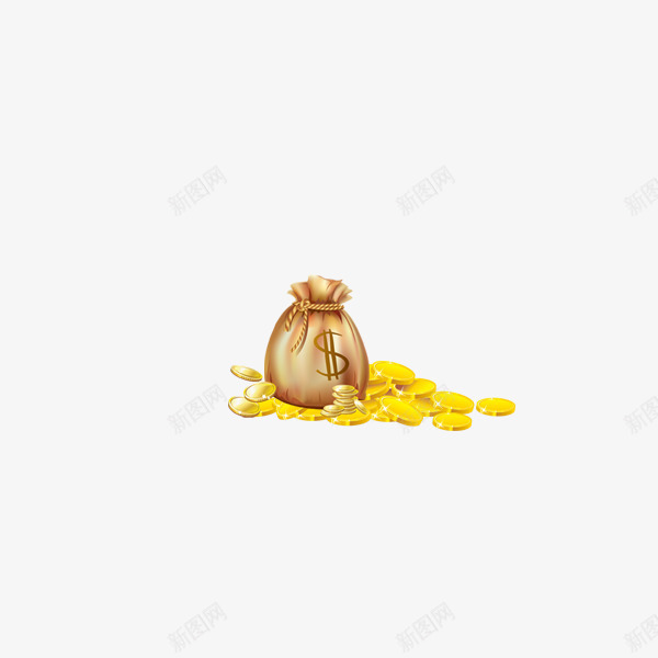 金袋png免抠素材_新图网 https://ixintu.com 一桶金 金子 金币 金袋