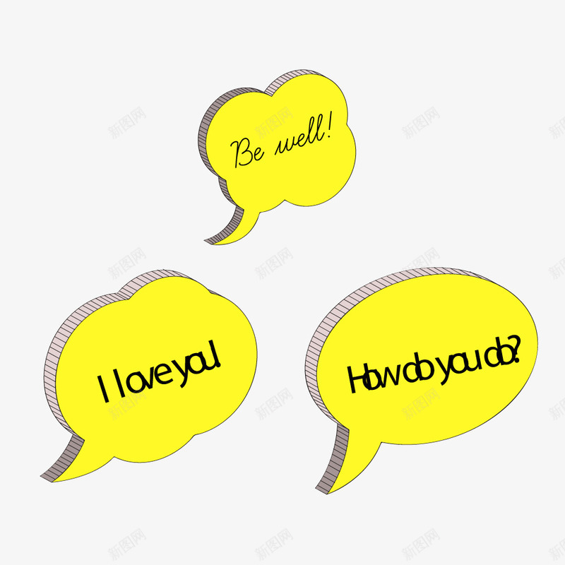 黄色文字气泡矢量图ai免抠素材_新图网 https://ixintu.com 卡通 微立体 文字边框 漫画风 矢量图