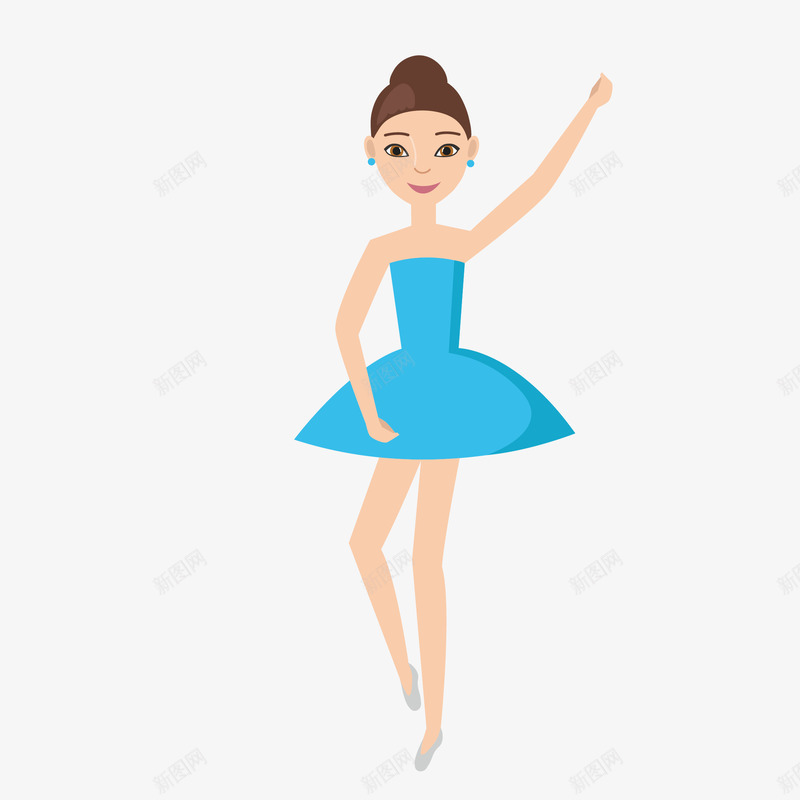 扁平化卡通跳舞女人png免抠素材_新图网 https://ixintu.com ppt 人物 女人 扁平化 舞蹈 舞蹈培训 舞蹈表演 蓝色裙子 跳舞