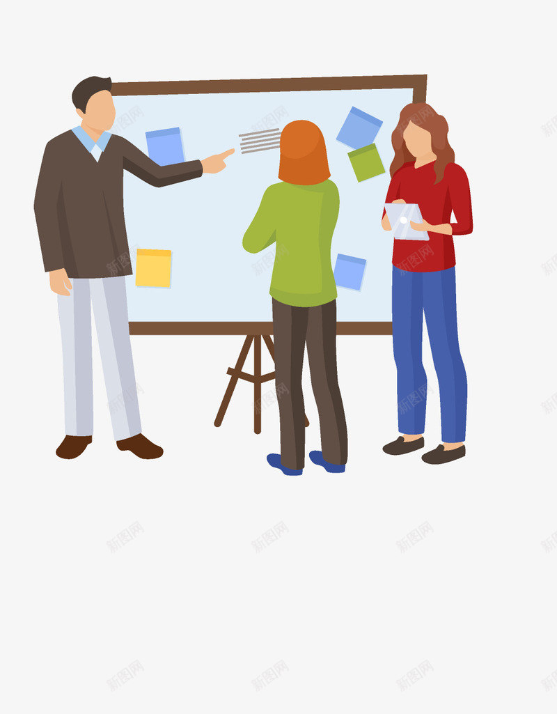 手绘卡通职场人物png免抠素材_新图网 https://ixintu.com 人物设计 人物造型 会议 创意设计 办公 卡通人物 商务 演示版 职员 职场 讨论人物 通告版