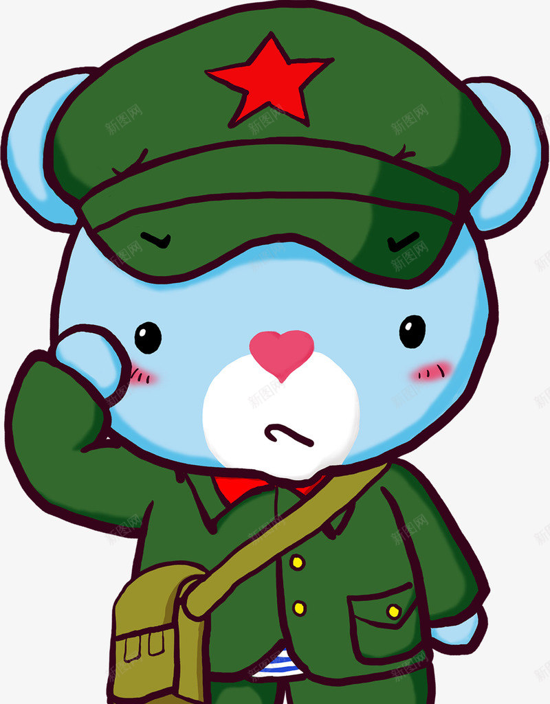 扁平卡通动物造型解放军png免抠素材_新图网 https://ixintu.com 动物 卡通 扁平 解放军 造型