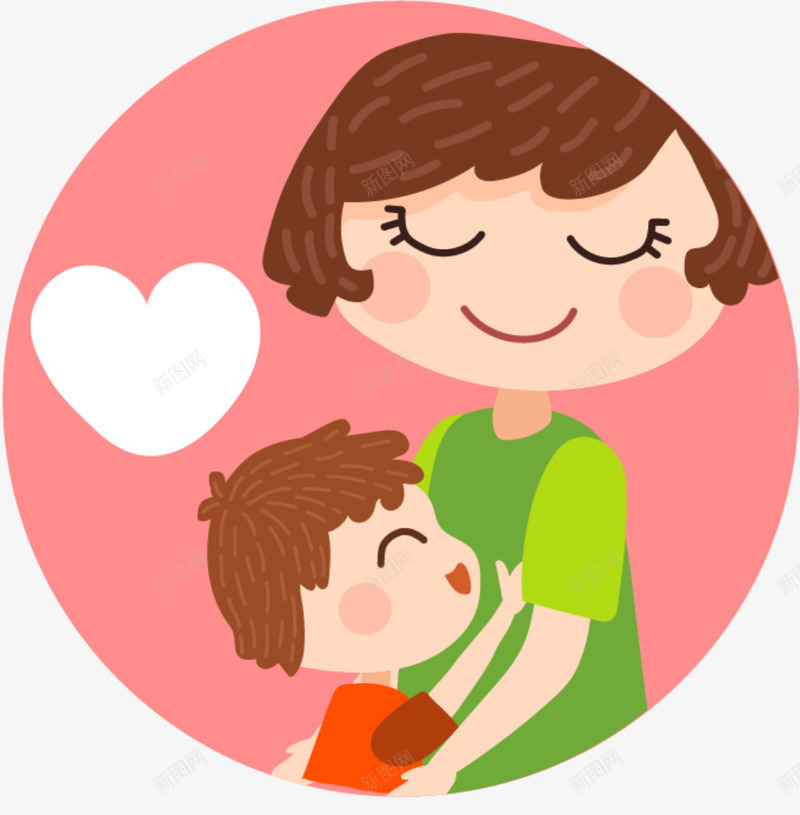 母亲节幸福的母子png免抠素材_新图网 https://ixintu.com 可爱妈妈 可爱小朋友 喜悦 幸福的母子 母亲节 白色爱心