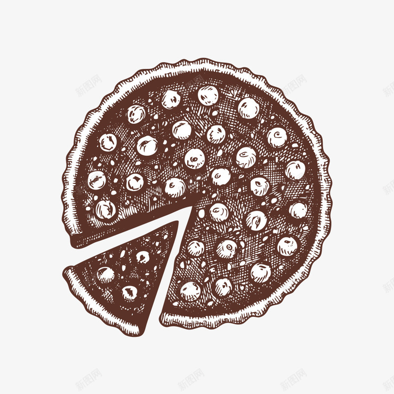 手绘蓝莓挞甜点png免抠素材_新图网 https://ixintu.com 切块 手绘食物 甜点 蓝莓挞 蛋糕