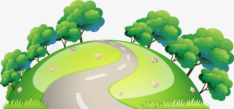 郊外球形公路风景png免抠素材_新图网 https://ixintu.com 公路 树木 自然风光 踏青 郊外 风景