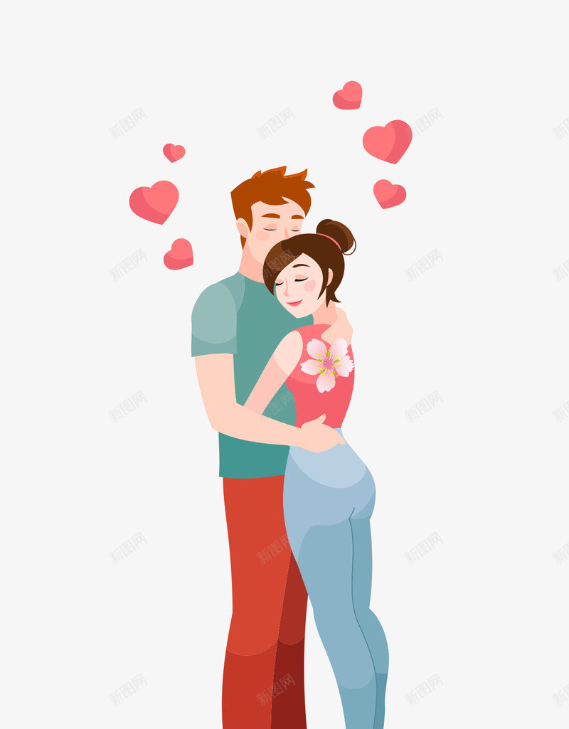 卡通手绘爱心情侣插画psd免抠素材_新图网 https://ixintu.com 卡通手绘 幸福 情人节 情侣 插画 爱心 爱情