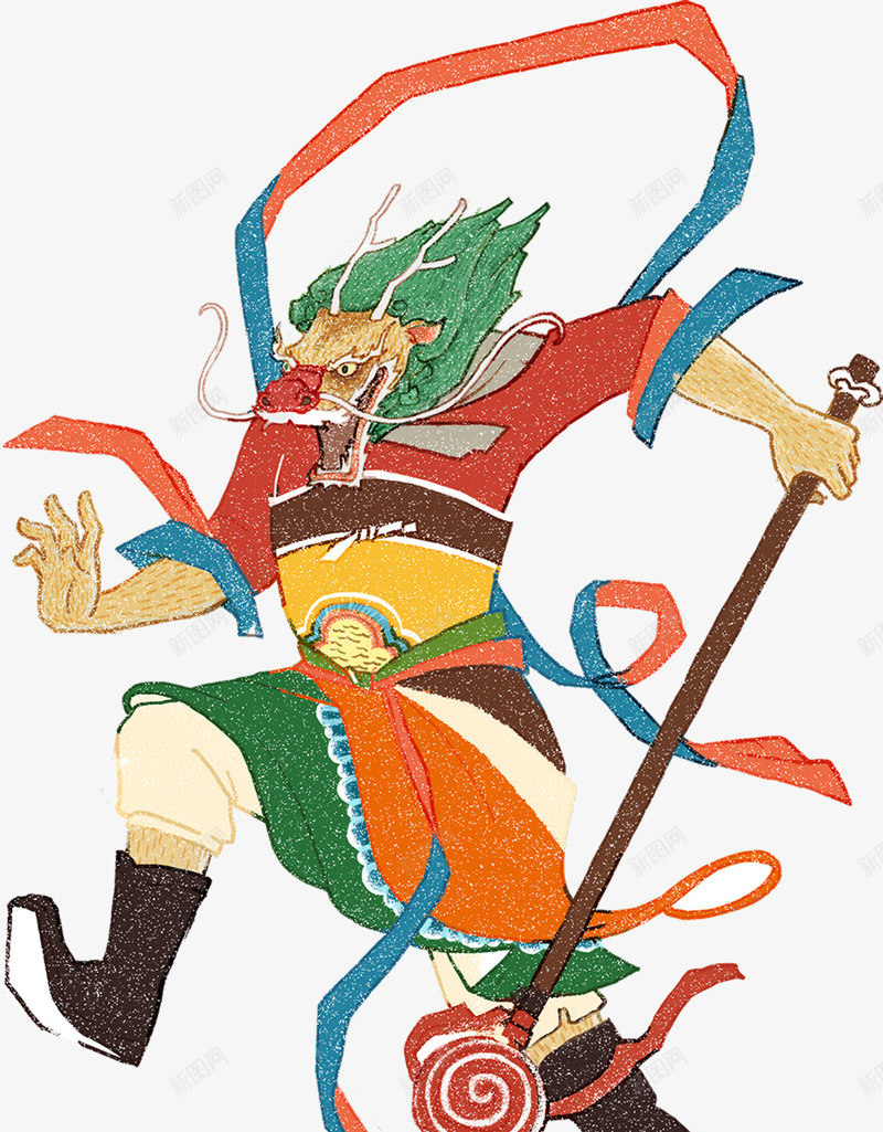 手绘神龙造型年画png免抠素材_新图网 https://ixintu.com 年画 神龙 造型