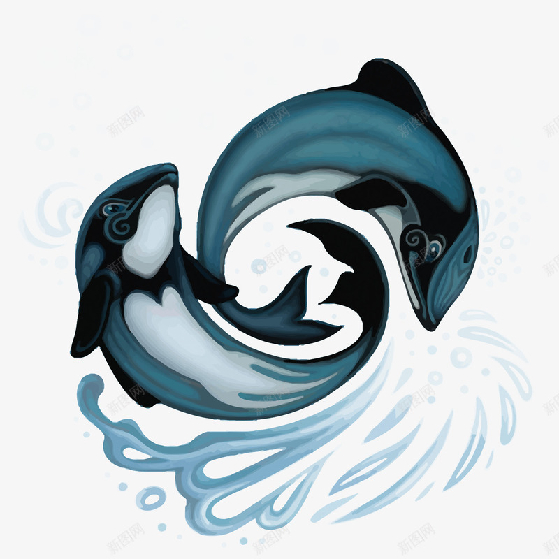 海豚png免抠素材_新图网 https://ixintu.com PNG图片 PNG图片素材 PNG素材 PNG素材免费 PNG素材免费下载 卡通 大海 手绘 海豚