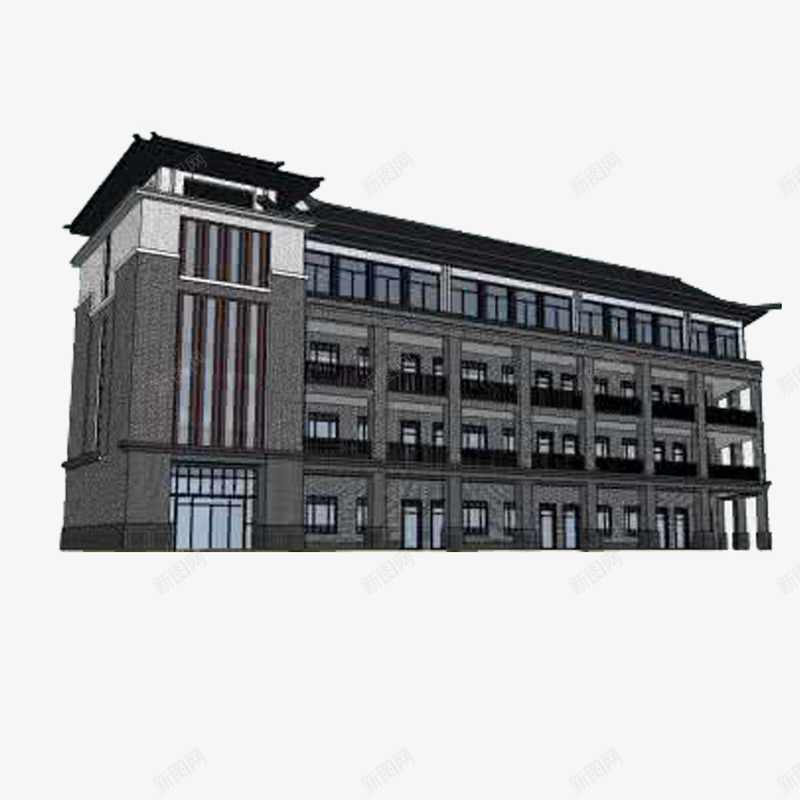 深色校园建筑png免抠素材_新图网 https://ixintu.com 免抠 免抠素材 地产 学院风 校园建筑