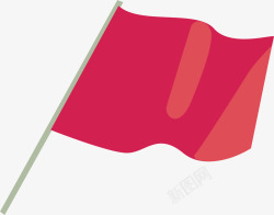 红色简约飘扬旗帜素材