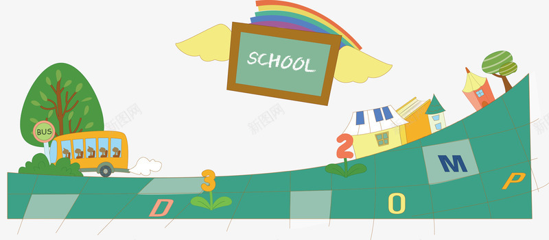 学校学习卡通海报促销矢量图ai免抠素材_新图网 https://ixintu.com 学习海报 学校 矢量图