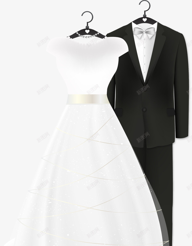 新郎新娘新婚服饰png免抠素材_新图网 https://ixintu.com 婚礼服装 婚礼服饰 新婚服饰 新郎新娘 白色婚纱 黑色西装