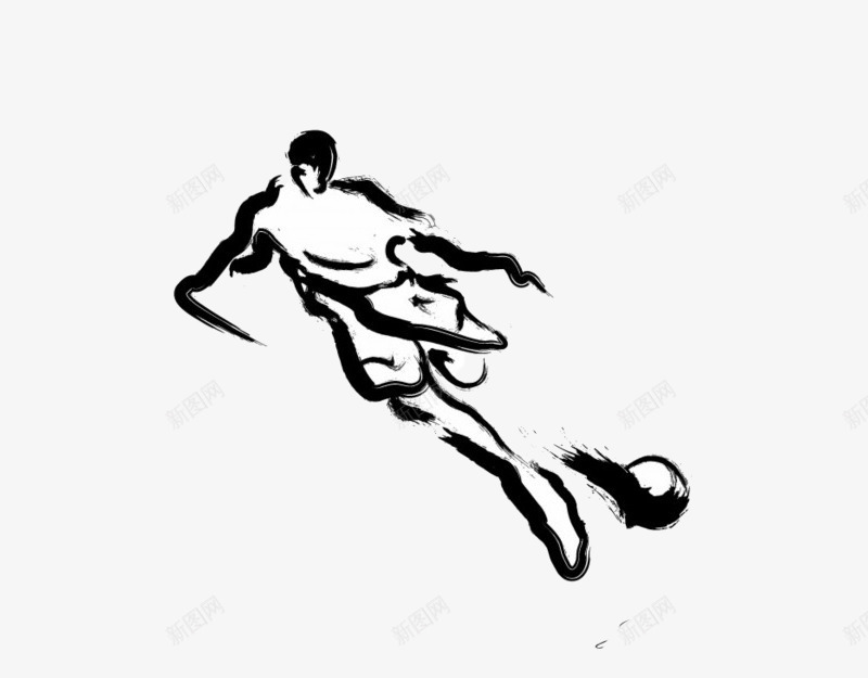 简笔踢球png免抠素材_新图网 https://ixintu.com 卡通 圆形 男孩 简笔 足球 运动 运动员 黑色