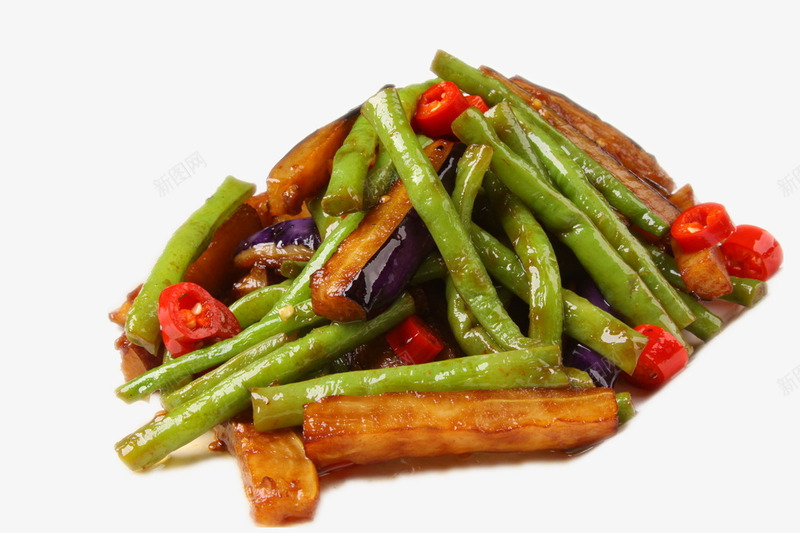 茄子炒豆角png免抠素材_新图网 https://ixintu.com 可口 味美 安徽菜 徽菜 徽菜精品 经典菜肴 茄子 豆角