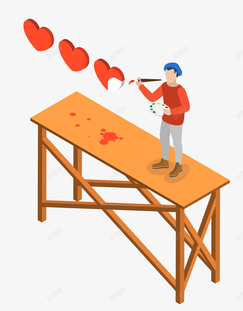 绘画的人矢量图eps免抠素材_新图网 https://ixintu.com 人物 心形 桌子 绘画 矢量图
