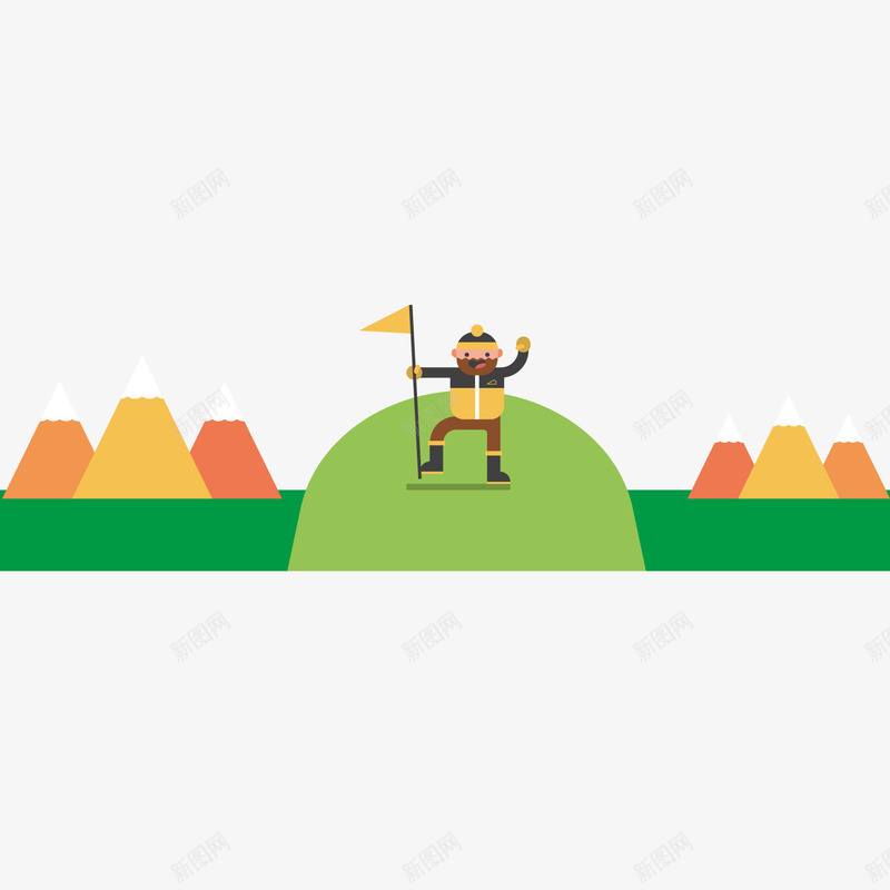 人物外出登山矢量图ai免抠素材_新图网 https://ixintu.com 人物 扁平化 旗帜 登山 风景 矢量图