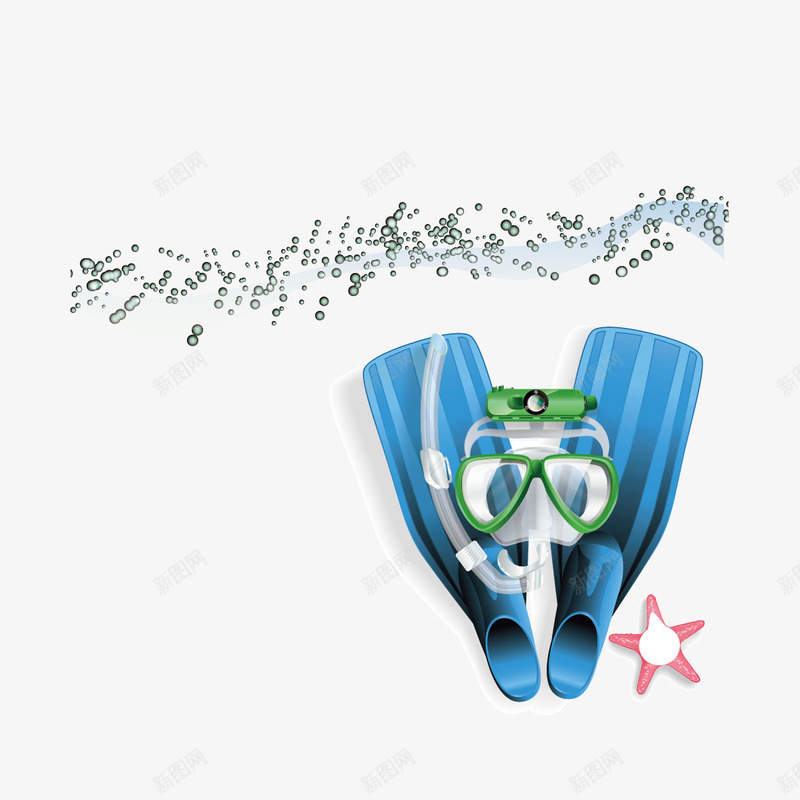 潜水工具png免抠素材_新图网 https://ixintu.com 海星 潜水鞋 眼镜