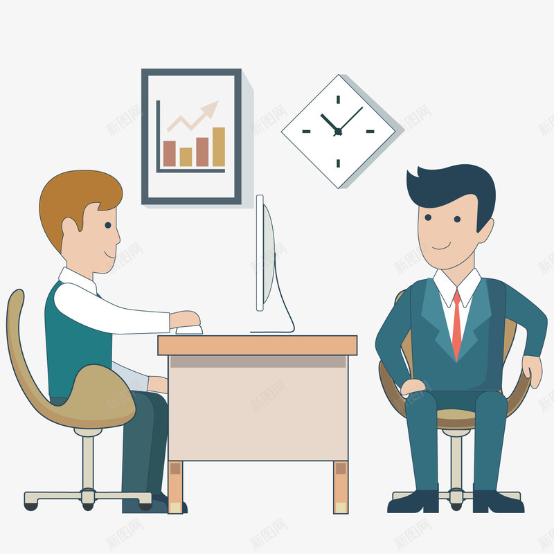 工作中的男士png免抠素材_新图网 https://ixintu.com 商务 手绘 电脑 西装 领带