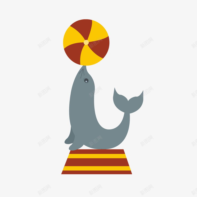 可爱卡通海豚顶球矢量图ai免抠素材_新图网 https://ixintu.com 卡通 可爱 海豚 顶球 矢量图