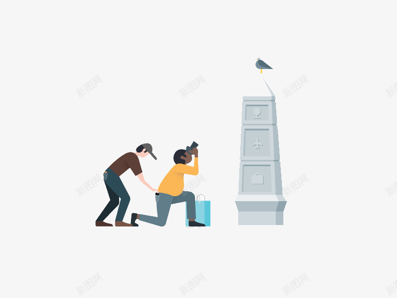 小偷png免抠素材_新图网 https://ixintu.com 国外创意素材 小偷 拍照 游客 矢量插图 警察抓贼