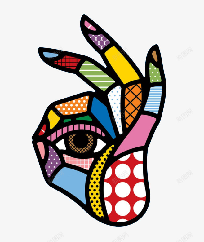 国外插画手眼睛png免抠素材_新图网 https://ixintu.com 彩色 手 插画 眼睛