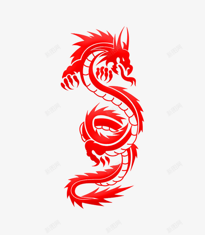 简约经典中国龙剪纸广告png免抠素材_新图网 https://ixintu.com 中国龙 剪纸样式 剪纸设计 广告设计 海报设计 红色中国龙