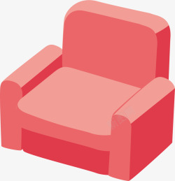 水彩粉色沙发矢量图素材
