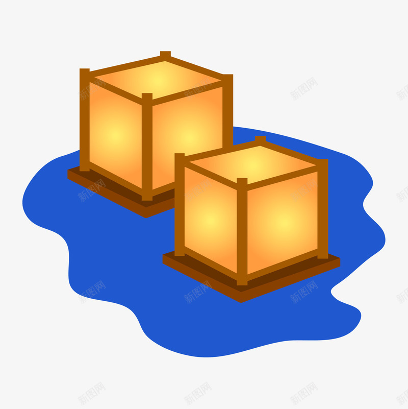 卡通水里的方形水灯png免抠素材_新图网 https://ixintu.com 卡通 水灯 河水 灯笼 点亮 点燃 照明 装饰