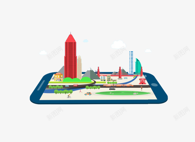 h5手机屏上的建筑png免抠素材_新图网 https://ixintu.com h5素材手机屏上的建筑 商业元素 地产 房子
