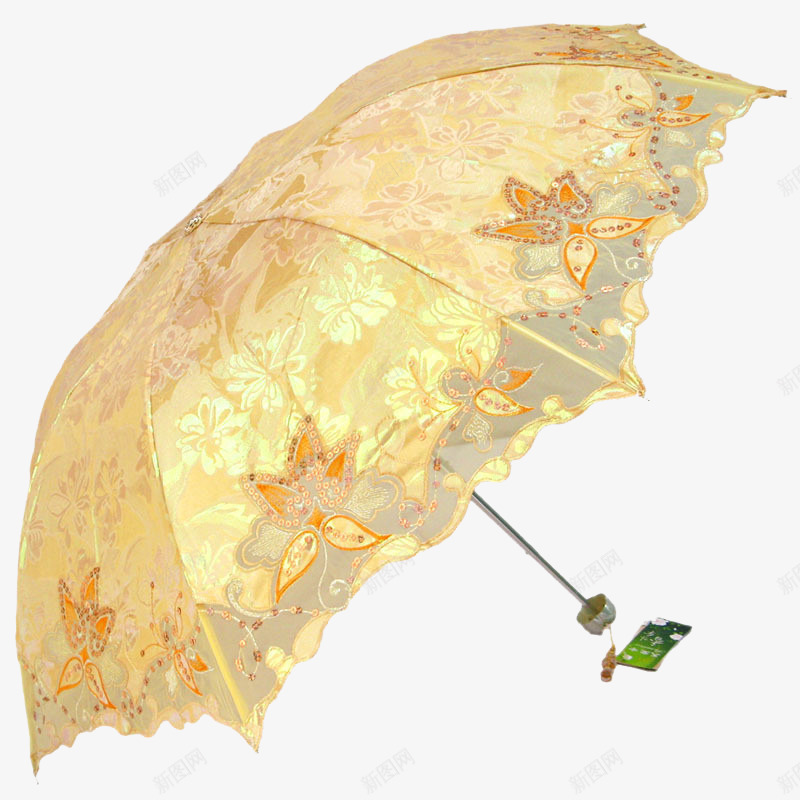金色蕾丝刺绣晴雨伞png免抠素材_新图网 https://ixintu.com 产品实物 刺绣 太阳伞 日用百货 晴雨伞 蕾丝 金色 雨伞