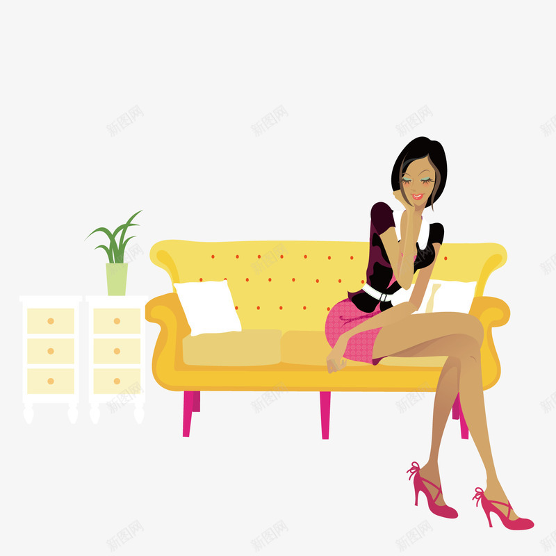 坐在沙发上休息的美女png免抠素材_新图网 https://ixintu.com 休息 沙发 美女 美女沙发