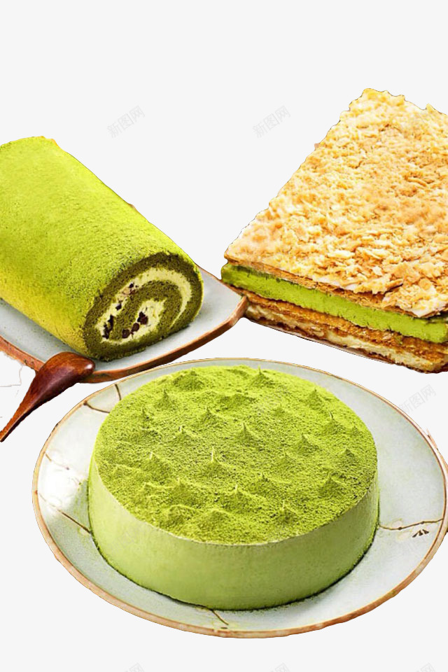 抹茶甜点png免抠素材_新图网 https://ixintu.com ps 免费png下载 抹茶卷 抹茶饼