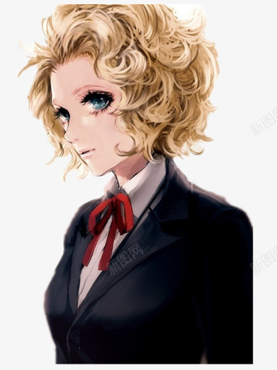 酷酷的短发西装女孩png免抠素材_新图网 https://ixintu.com 中性面孔 中性风 发型 帅气 服饰 眼神