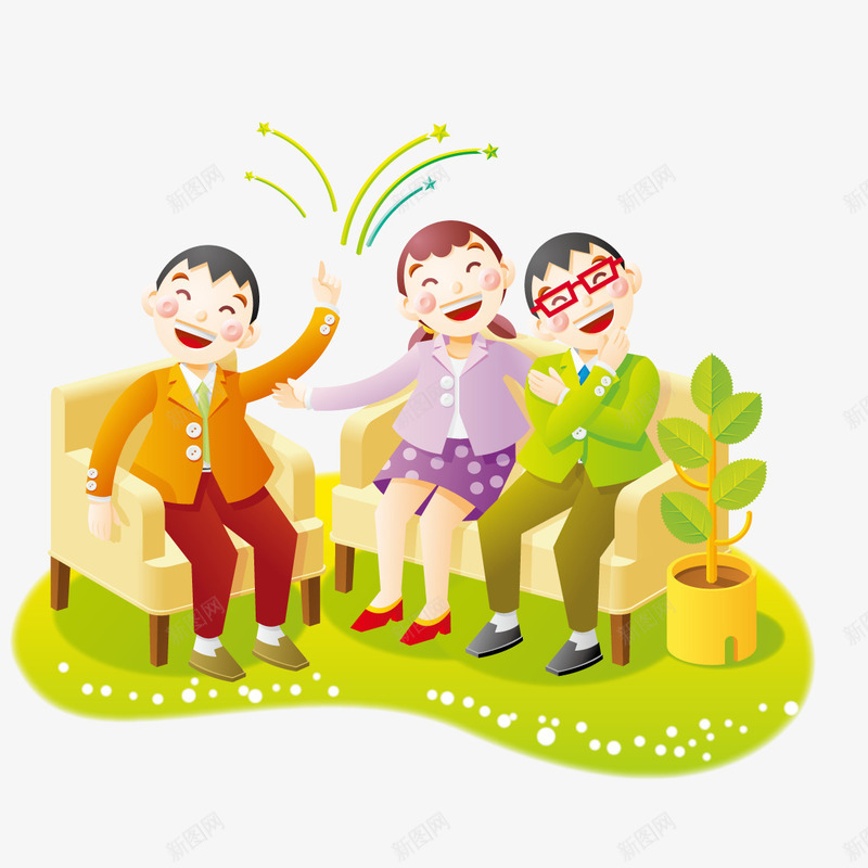 坐在沙发上聊天的男女同学png免抠素材_新图网 https://ixintu.com 同学 沙发 男女 聊天