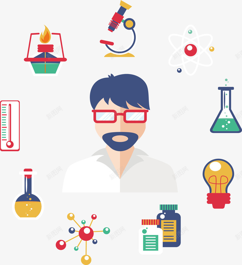 做实验的科学家海报矢量图ai免抠素材_新图网 https://ixintu.com 分类 实验员 矢量png 矢量图 科学 科学实验 科学家