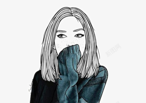 女孩插画速写png免抠素材_新图网 https://ixintu.com 人物插画 手绘插画 插画 线描插画 肖像速写